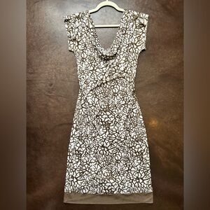 Diane Von Furstenberg Brown and cream cowl neck Midi Dress- zeke with band